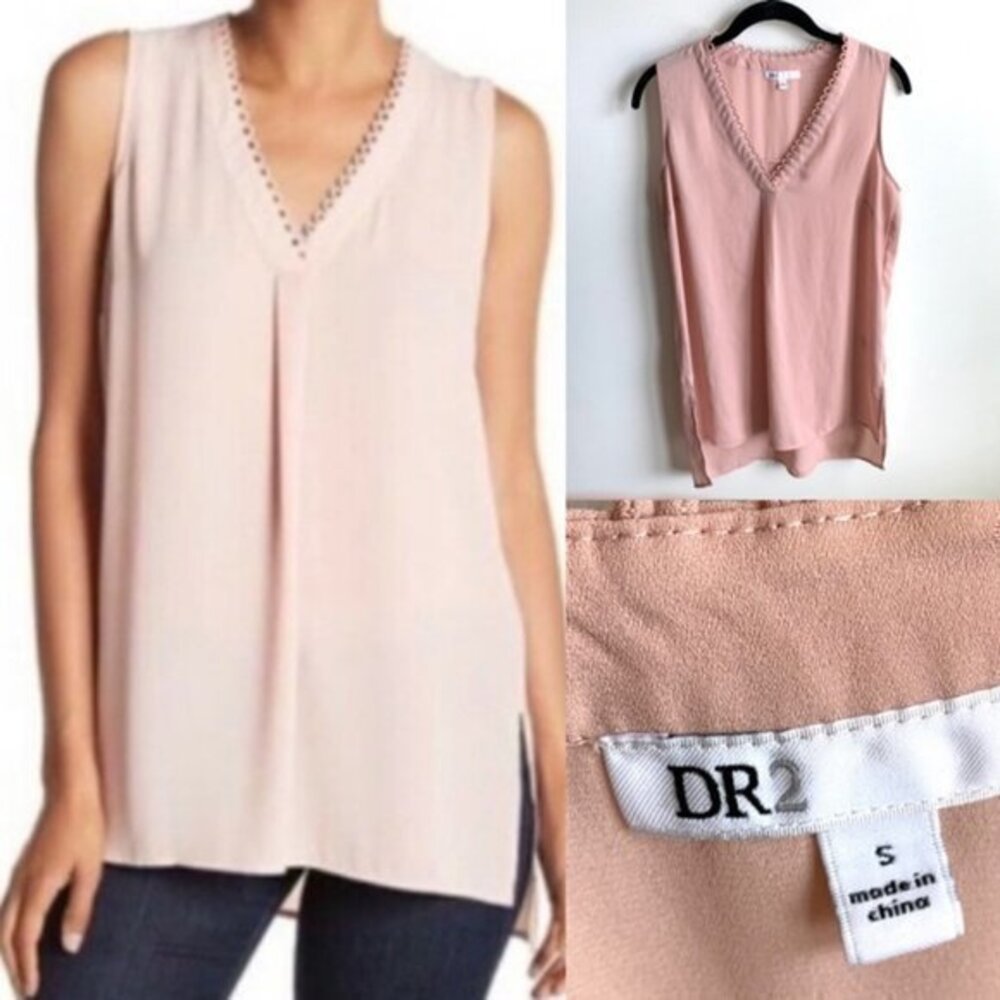 DR2 DANIEL RAINN Pink Sleeveless Top w/Loop Trim S